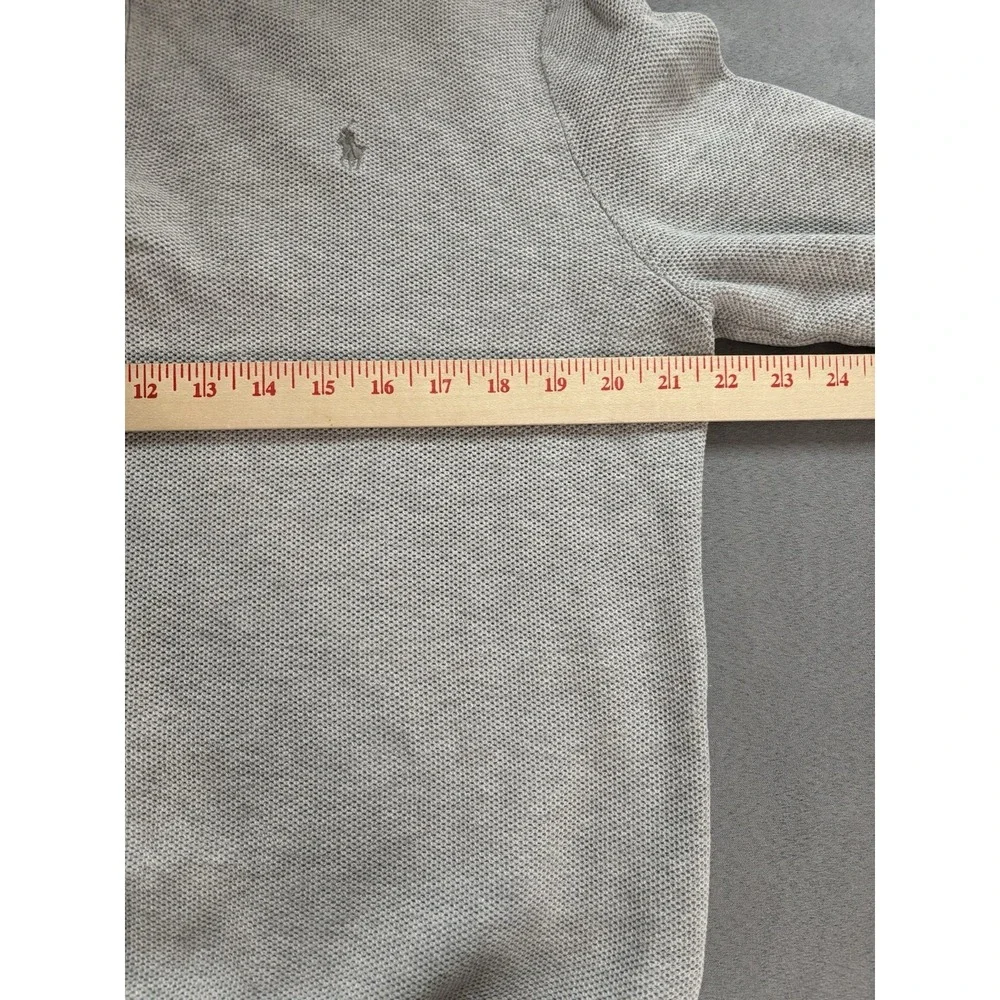 Polo Ralph Lauren Mens Mesh-Knit Cotton 1/4 Zip Sweater Cotton Sz L Logo Gray